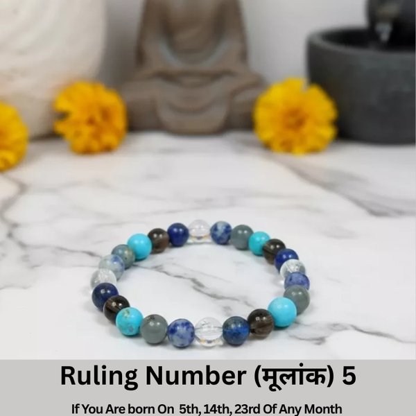 Natural Crystal Ruling Number ( मूलांक ) 5 Bracelet