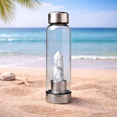 Natural Howlite Pencil With Glass Water Bottle