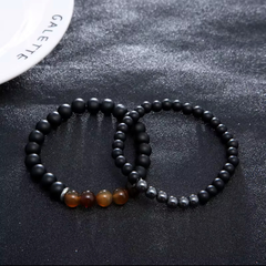 Natural Matt Agate With Hematite Sardonyx Piece Bracelet