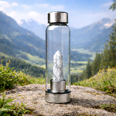 Natural Howlite Pencil With Glass Water Bottle