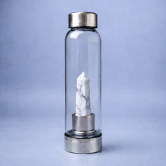 Natural Howlite Pencil With Glass Water Bottle