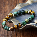 Natural African Turquoise With Tiger Eye Money Charm Bracelet