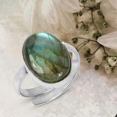 Natural Labradorite Life Growth Adjustable Ring