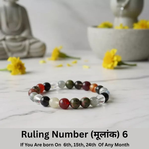 Natural Crystal Ruling Number ( मूलांक ) 6 Bracelet