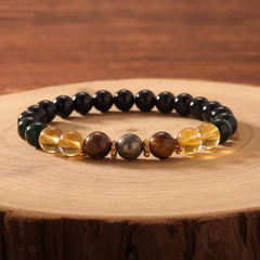 Natural Black Tourmaline Citrine With Tiger Eye Pyrite Business & Job Growth Bracelet
