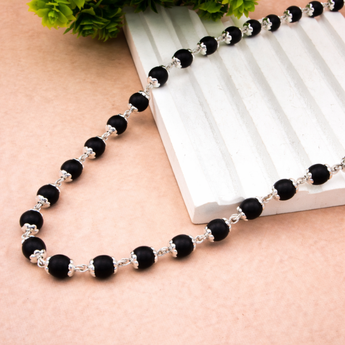 Natural Karungali Fine Silver Plated Mala