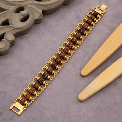 Natural 5 Mukhi Rudraksha Fine Gold Plated Bracelet