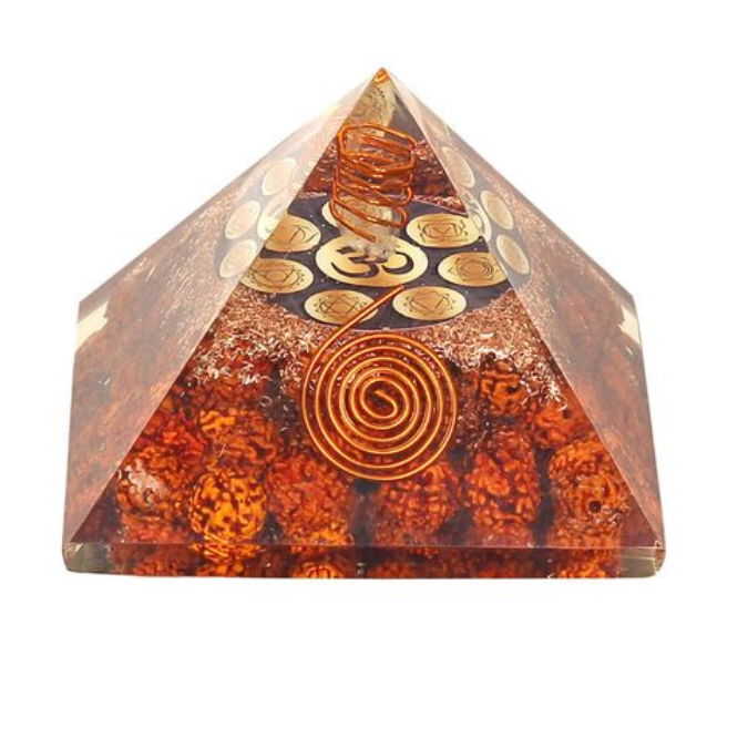 Natural 3 Mukhi Rudrakasha Om Yantra Pyramid