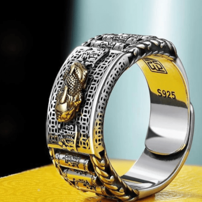 Tibetan Mantra Pixiu Fengshui Goodluck And Wealth Charm Ring