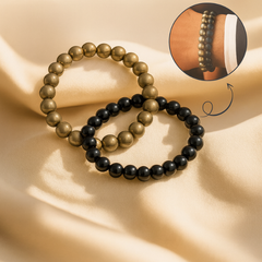 Natural Pyrite With Black Obsidian Richie Rich Combo Bracelet