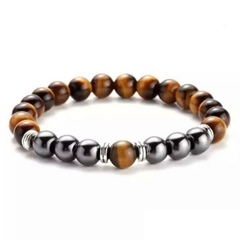 Natural Tiger Eye With Hematite Protection Bracelet