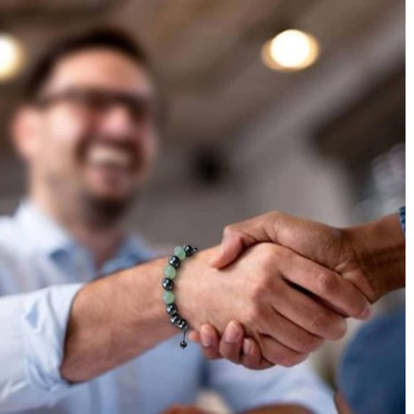 Natural Hematite With Green Aventurine Wealth Charm Bracelet