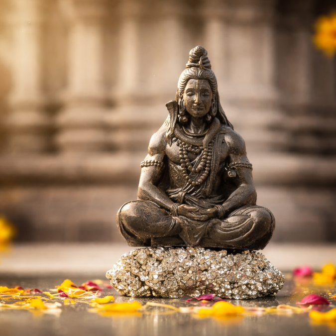 Natural Pyrite Geode Lord Shiva Idol