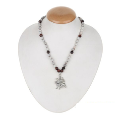 Natural Vaijanti Bead & Tiger Eye With Stainless Steel Mata Rani Pendant