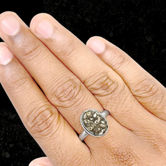 Natural Pyrite Money Magnet Adjustable Ring