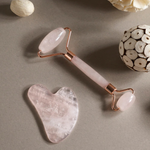 Natural Rose Quartz Face Cleanser Roller & Guasha