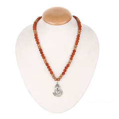 Natural Sandalwood & Rudraksha Stainless Steel Shiva Pendant