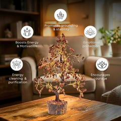 Natural Red Jasper 300 Chips Crystal Tree with Wooden Base