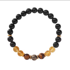 Natural Black Tourmaline Citrine With Tiger Eye Pyrite Business & Job Growth Bracelet