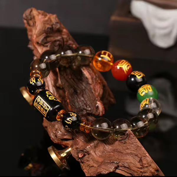 Natural Smoky Quartz Five Element Health Healing Bracelet