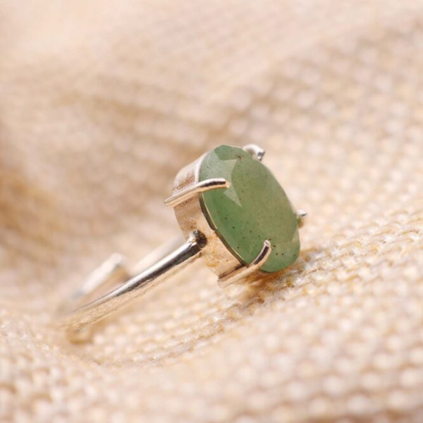 Natural Green Aventurine Lucky Adjustable Ring