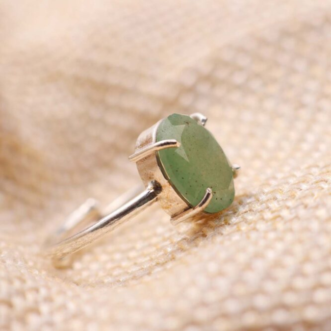 Natural Green Aventurine Lucky Adjustable Ring
