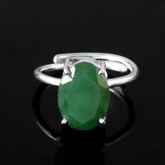 Natural Green Jade Business Growth Adjustable Ring
