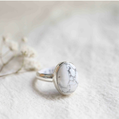 Natural Howlite Goodluck Adjustable Ring