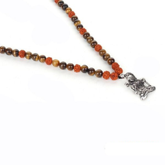 Natural Rudraksha & Tiger Eye Stone Stainless Steel Shiva Pendant