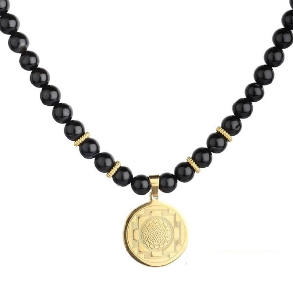 Natural Black Onyx Shree Yantra Pendant