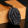 Natural Black Obsidian Stone Lambodar Ganpati Goodluck Pendant