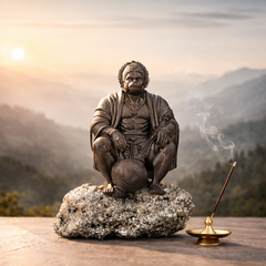 Natural Pyrite Geode Lord Hanuman Idol