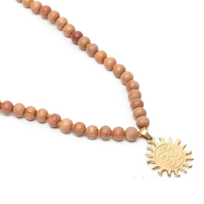 Natural Sandalwood With Surya Om Pendant