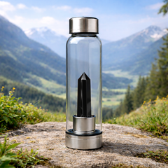 Natural Black Obsidian Pencil With Glass Water Bottle