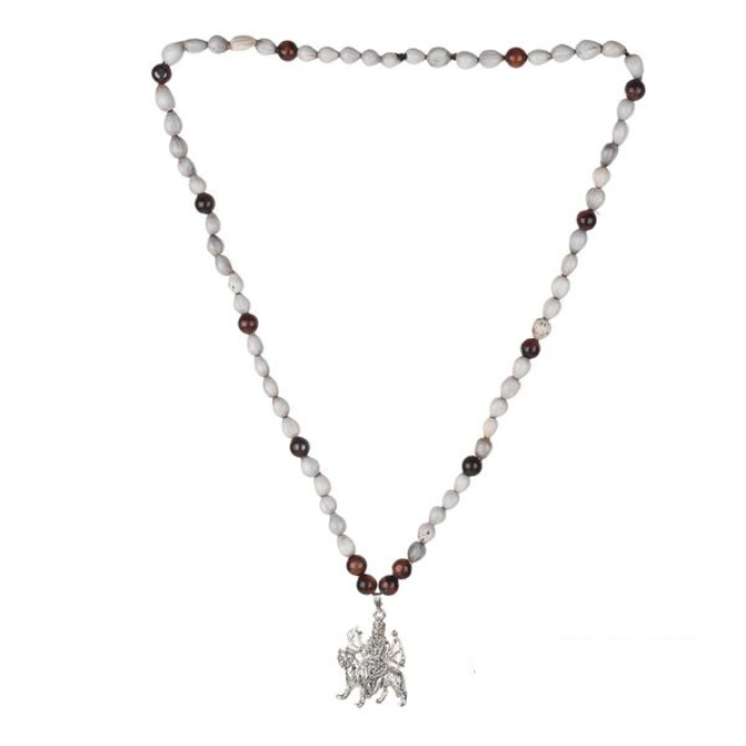 Natural Vaijanti Bead & Tiger Eye With Stainless Steel Mata Rani Pendant