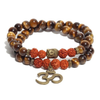 Natural Rudraksha & Tiger Eye Om Buddha Bracelet
