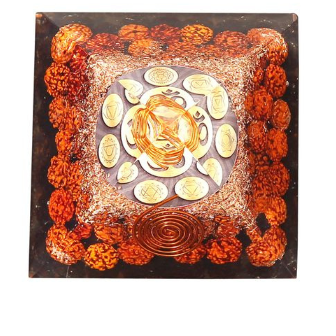 Natural 3 Mukhi Rudrakasha Om Yantra Pyramid