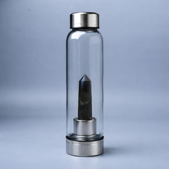 Natural Labradorite Pencil With Glass Water Bottle