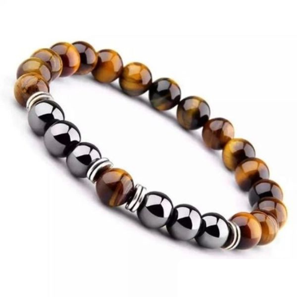 Natural Tiger Eye With Hematite Protection Bracelet
