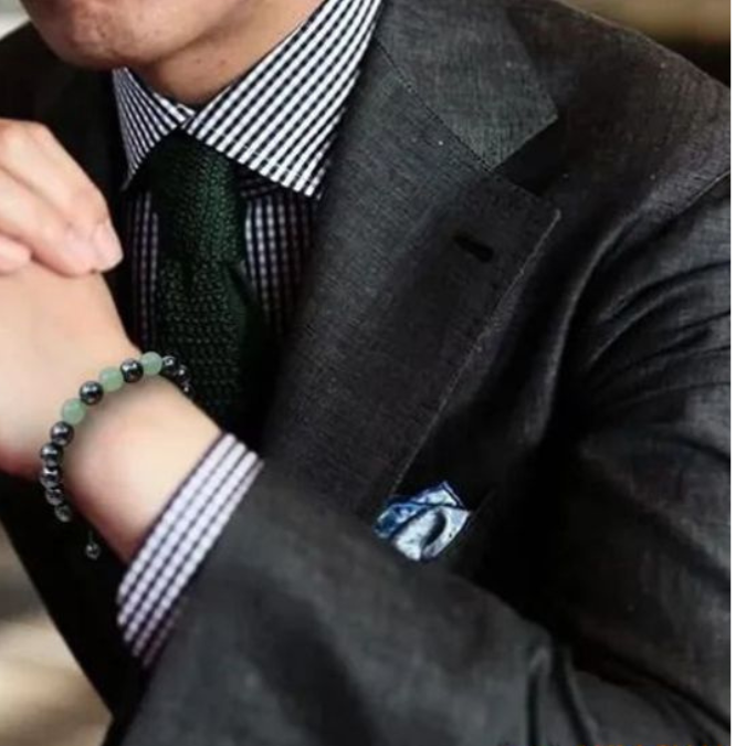 Natural Hematite With Green Aventurine Wealth Charm Bracelet