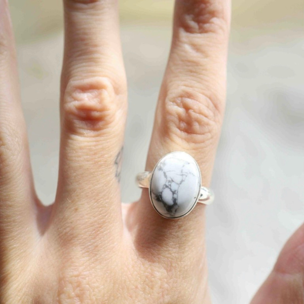 Natural Howlite Goodluck Adjustable Ring