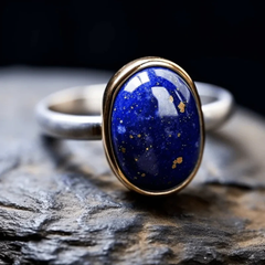 Natural Lapis Lazuli Goodluck Adjustable Ring