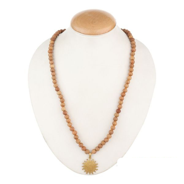 Natural Sandalwood With Surya Om Pendant