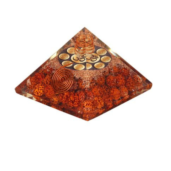 Natural 3 Mukhi Rudrakasha Om Yantra Pyramid