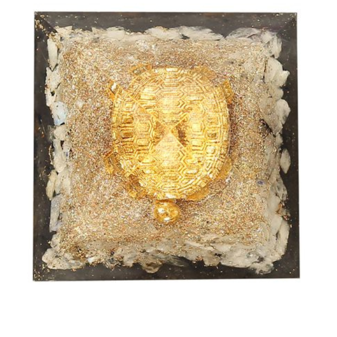 Natural Clear Quartz Turtle Charm Pyramid