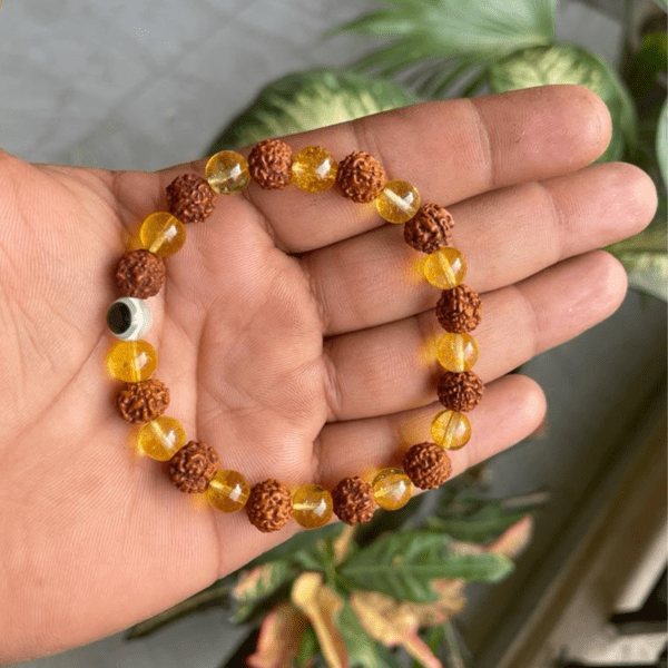 Natural Rudraksha & Citrine Goodluck Charm Bracelet