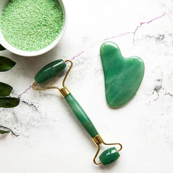 Natural Green Aventurine Face Cleanser Roller & Guasha
