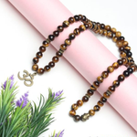 Natural Tiger Eye Om Buddha Happiness Pendant Mala