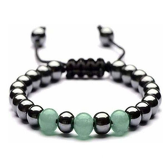 Natural Hematite With Green Aventurine Wealth Charm Bracelet