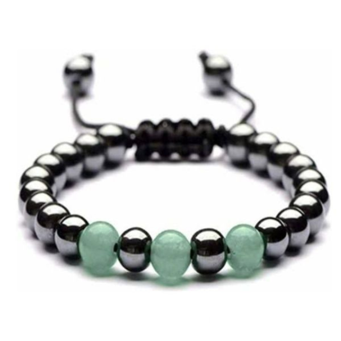 Natural Hematite With Green Aventurine Wealth Charm Bracelet